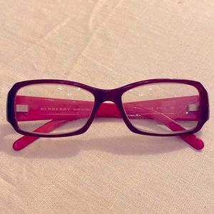 Burberry, Italian jeweled, bright red glasses frame.